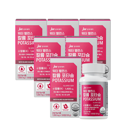 JW중외제약 워터 밸런스 칼륨 포타슘 POTASSIUM 120정 x 6박스