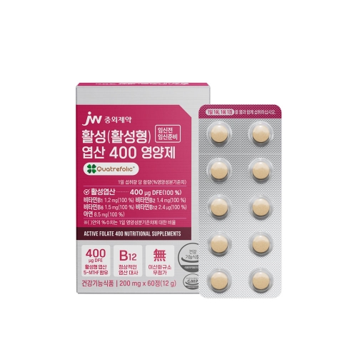 JW중외제약 활성(활성형) 엽산 400 영양제 60정 x 1박스