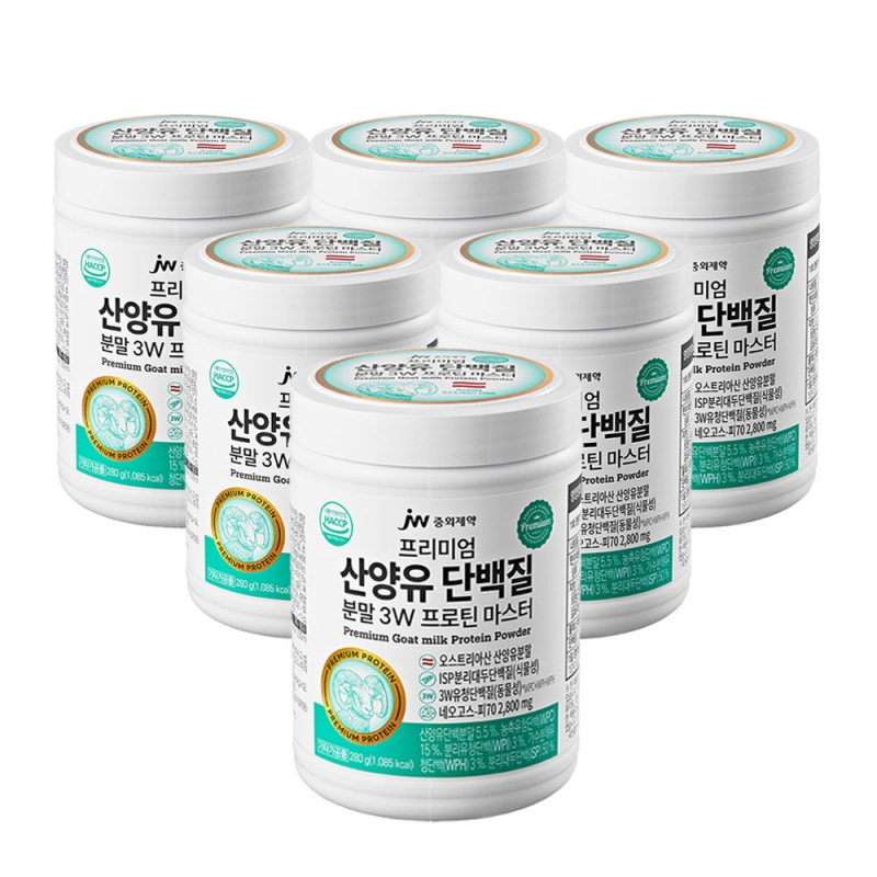 JW중외제약 프리미엄 산양유 단백질 분말 3W 프로틴 마스터 x 6개