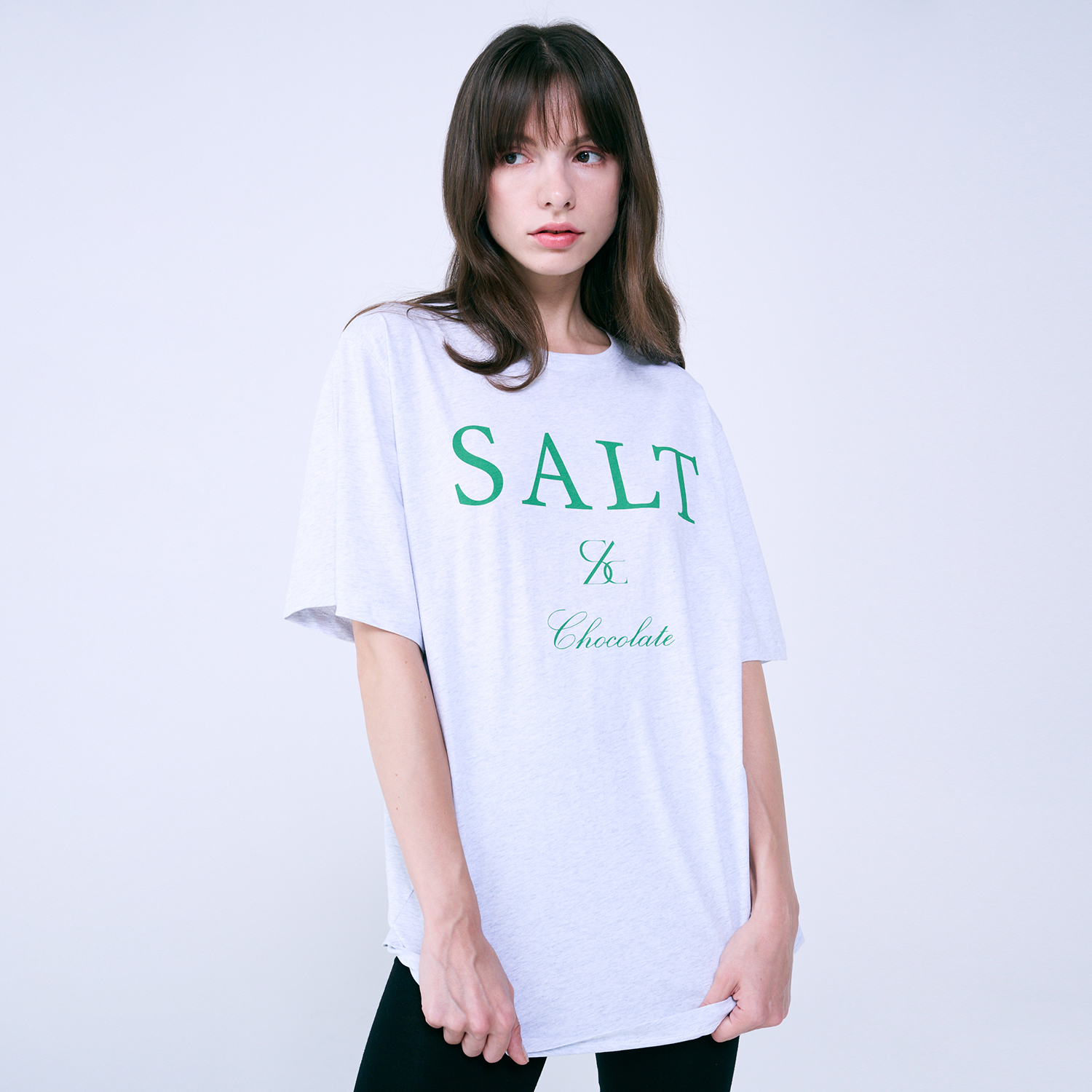 SALT 레터링 티셔츠 멜란지그레이 4W2321002