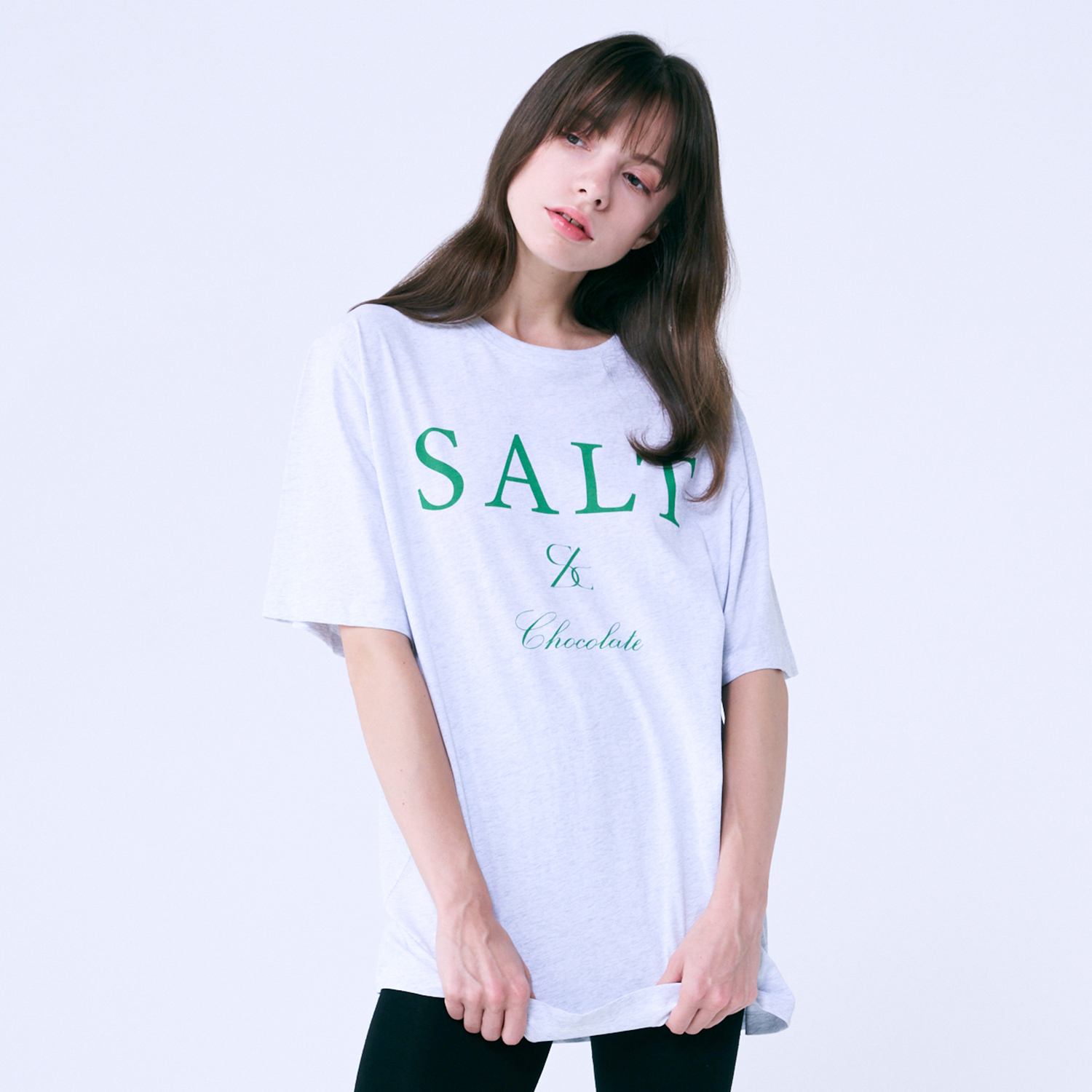 SALT 레터링 티셔츠 멜란지그레이 4W2321002