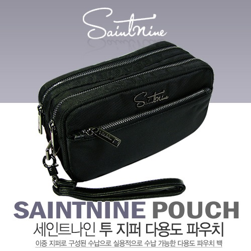 [넥센] 세인트나인 SAINTNINE 투 지퍼 다용도 골프 파우치 [블랙]