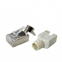 LANstar 라인업시스템 LSN-RJ45-SHORT 모듈러콘넥터 , CAT.5E, 6, 6A 겸용, STP, Cable클립형, BOOT포함