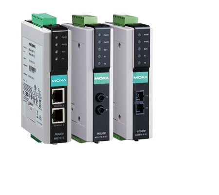 MOXA 목사 MGate MB3170-T 1 and 2-port advanced serial-to-Ethernet Modbus gateways