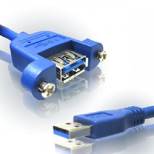 랜스타 LS-USB30-S1M 판넬형케이블, A형M/F, SCREW, BLUE, 1M