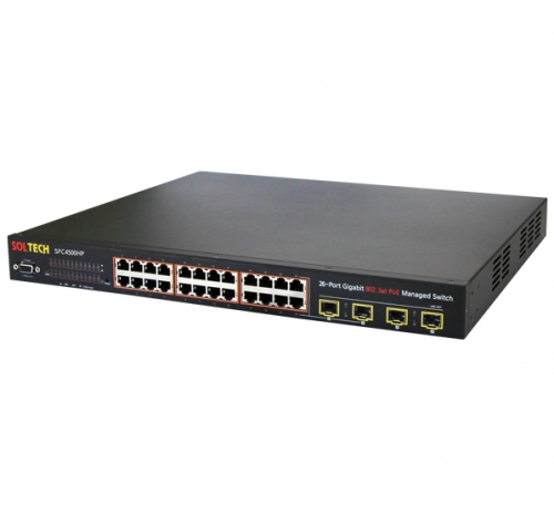 솔텍 SFC4500HP  10/100/1000Mbps TP 24포트 + SFP 4슬롯(Combo Port : 23,24), S-Ring Support