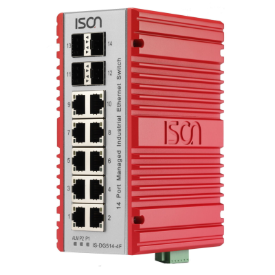 ISON IS-DG514-4F 14-port Gigabit Din-Rail Managed Layer 2/4 Industrial Ethernet Switch