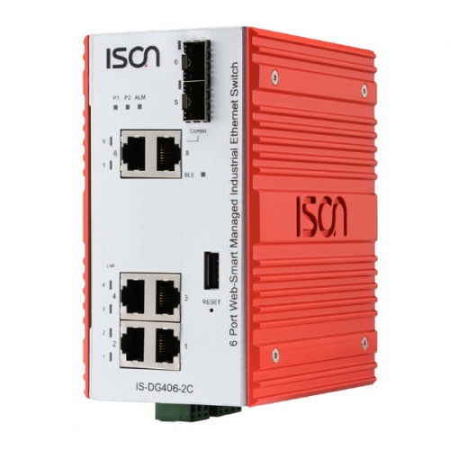 ISON IS-DG406-2C 6-ports Din-Rail Web-Smart Managed Layer 2 Industrial Switch
