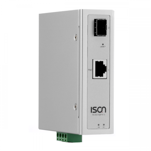ISON IS-DG102P-F-1 Rugged Industrial Media converter w/ PoE Injector, 1000BASE-TX PoE to 1000BASE-FX