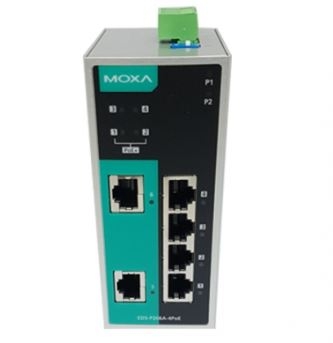 MOXA 목사 EDS-P206A-4POE Unmanaged Ethernet switch with 2 10/100BaseT(X) ports, and 4 PoE ports, -10 to 60°C operating temperature