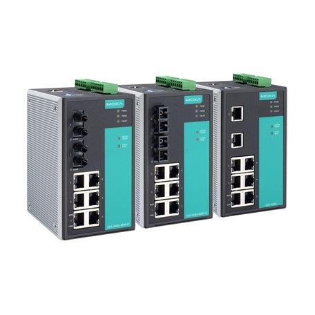 MOXA 목사EDS-508A-MM-ST  Managed Ethernet switch with 6 10/100BaseT(X) ports, 2 100BaseFX multi-mode ports with ST connectors, 0 to 60°C operating temperature