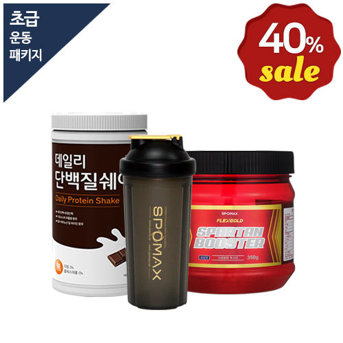 [스포맥스] [초급운동패키지]스파르탄부스터350g + 데일리 단백질쉐이크 750g + 고급 쉐이커(500ml)