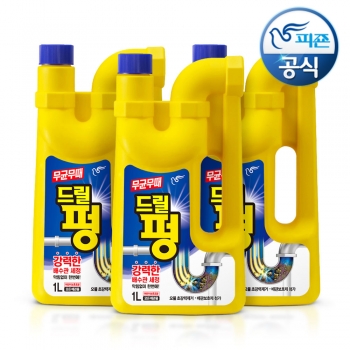 피죤 무균무때 드릴펑 배수관청소세제 1Lx3개 +메쉬 파우치