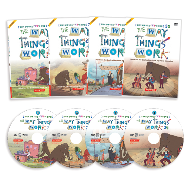 [DVD] 도구와 기계의 원리 3집 기계의 원리 유아영어DVD 4종세트(The Way Things Work) / 과학애니메이션