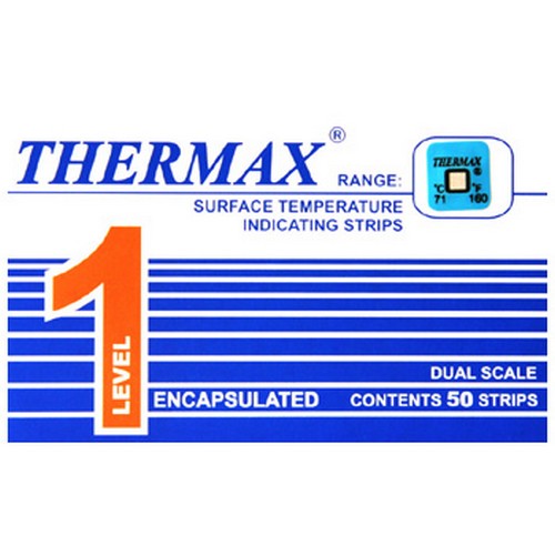 [위생용품] 써머라벨(Thermax) (50장/1세트) - 식판 온도 측정지 G1000072260 / 식기살균 검수 온도테이프 / 식기세척기 헹굼수 온도확인 / 살균 적합여부 확인
