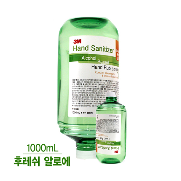 [위생용품] 3M 핸드세니타이저 리필 1000ml / 디스펜서 리필용 겔타입 손소독제 / 알로에 추출물 함유