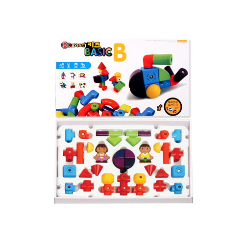 다빈치 키즈 베이직 B (브록 38pcs, 교재 1권, 스티커 1장) / 360도 회전자석 블록 / 플라스틱 블럭