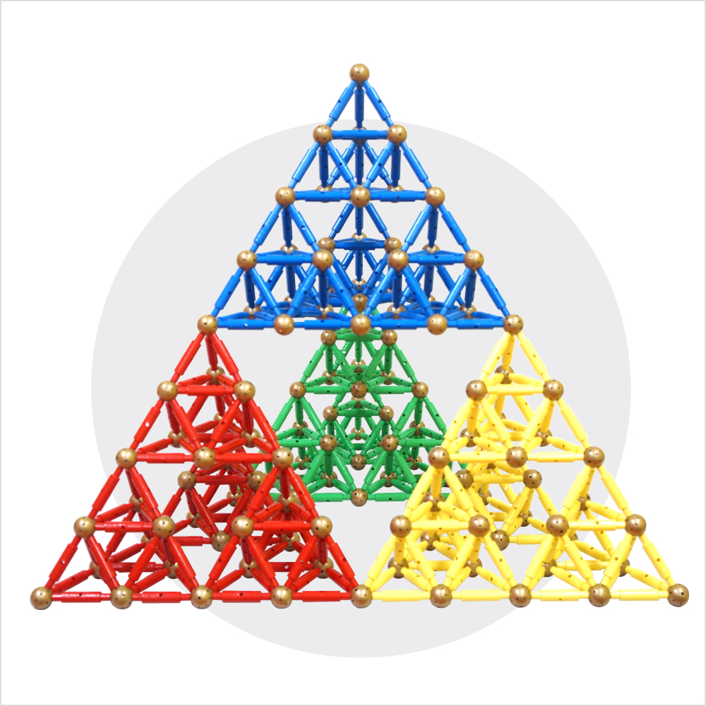 시어핀스키피라미드 3단계 세트 (540피스) / 프렉탈도형 / 엠티비자석블록 / 블록과 쇠구슬