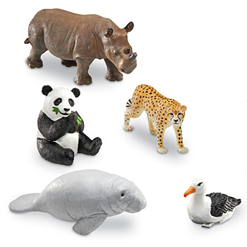 [EDU 0794] 대형 멸종 위기의 동물들 모형 Jumbo Endangered Animals / 코뿔소, 판다, 치타, 바다소, 알바트로스