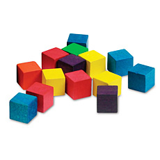 [EDU 0135] 2cm 쌓기나무 (6 Color, 100개) 2cm Wooden Color Cubes, Set of 100 / 공간지각력과 논리적 사고력 개발 교구