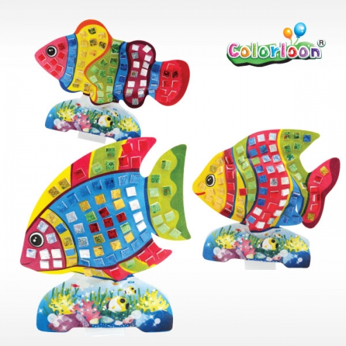 [풍선공예] 컬러룬 홀로그램 모자이크 물고기 *3개 / 물고기 풍선 / 풍선놀이