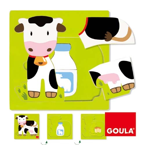 [edugood] 3겹발달퍼즐 소 / 소, 우유, 치즈 단계학습