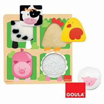 GOULA 농장동물촉감퍼즐 / 촉감퍼즐 / 바닥판 색깔과 모양, 천의 감촉으로 퍼즐을 맞춰요~!
