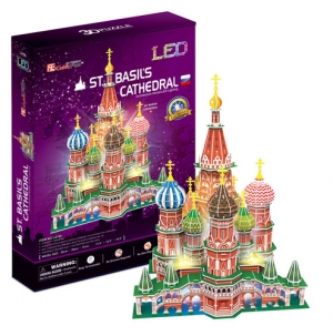 [큐빅펀] 상크트바실리 대성당 LED / LED조명 3D퍼즐 / LED조명 입체퍼즐 / 비잔틴 양식의 3D퍼즐 / 러시아 모스크바 붉은 광장의 상징 LED조명 3D퍼즐
