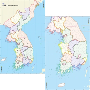 우리나라 백지도 대형 (70X100cm) 일반코팅 *최소수량 5개 / 초·중·고교 모둠별 수업교구 / 보드마커,네임펜,유성펜 OK!