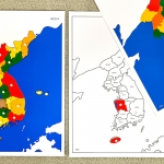 대한민국지도퍼즐 (목재퍼즐) / 우리나라,북한 행정구역별 색깔구분
