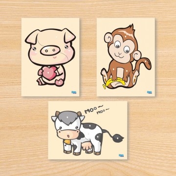 심플퍼즐세트 A (3종) 소+돼지+원숭이 / 목재퍼즐 / 유아퍼즐