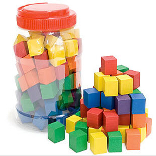 [EDU 0136] 1인치 쌓기나무 One-Inch Wooden Color Cubes(2.5cm, 6색상 100개) / 정육면체 쌓기나무
