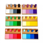 색맞추기 / 평면의 색상과 입체의 색상 매칭 / 색판과 색원기둥 매칭 / 다양한 색의 분별력과 색의 변화단계 인지학습
