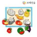 [원목완구] 손잡이퍼즐 - 과일 / 꼭지퍼즐 / 과일 이름, 과일 모양 맞추기 퍼즐