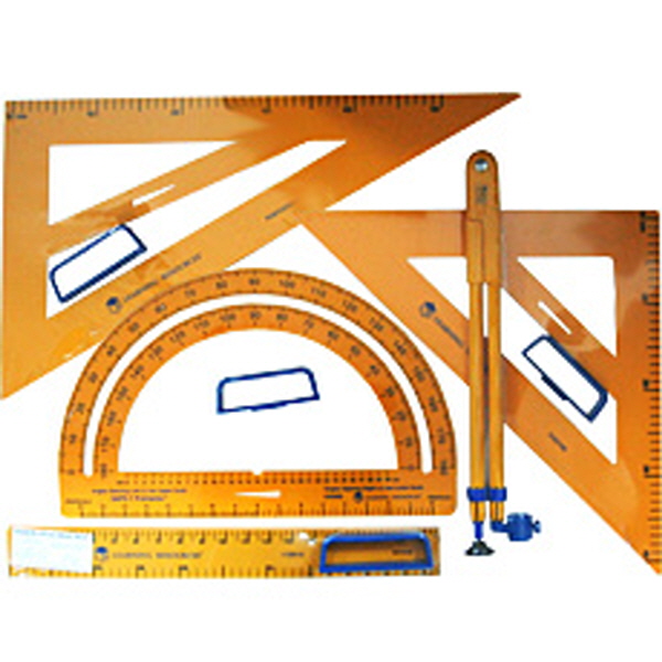 [EDS 35599] 교사용 평면도형 측정세트 (컴퍼스, 각도기, 삼각자 2개, 직선자)