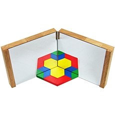 대칭 놀이 거울 Geometric Experiment Mirror (15X15cm, 거울 2개) / 도형 대칭, 합동, 대칭점 관찰 *패턴블록 미포함