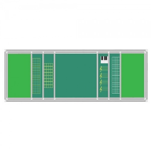 7면다목적칠판(126X540cm) / 메인칠판+보조칠판(4개)+게시판(2개) / 필요한 칠판을 슬라이딩 방식으로 펼쳐쓰는 다목적 칠판~!