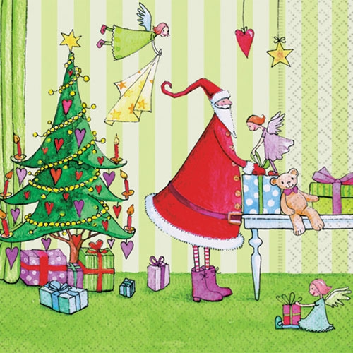 산타와 천사 아트냅킨 *설명서 첨부 / 냅킨아트 / 재활용품, 다양한 생활용품 꾸미기에 활용 / 크리스마스 꾸미기