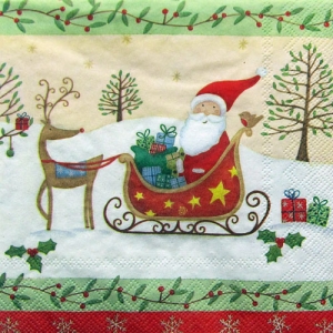 산타썰매 아트냅킨 *설명서 첨부 / 냅킨아트 / 재활용품, 다양한 생활용품 꾸미기에 활용 / 크리스마스 꾸미기