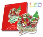 [큐빅펀] 크리스마스 하우스 / LED조명 입체퍼즐 / LED조명 3D퍼즐 / 크리스마스장식 LED 입체퍼즐 / 선물용 3D퍼즐