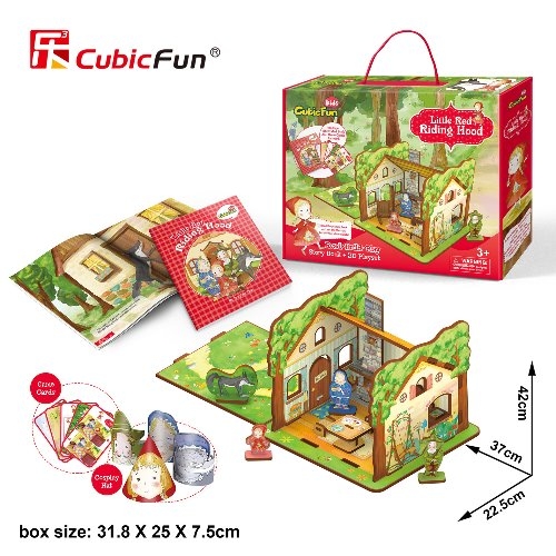 [큐빅펀] 동화 시리즈 - 빨간 모자 (3D퍼즐+동화책+놀이카드+역할놀이 모자) / 입체퍼즐 / 3D퍼즐 / 어린이 동화 3D퍼즐 / 어린이 선물용 퍼즐
