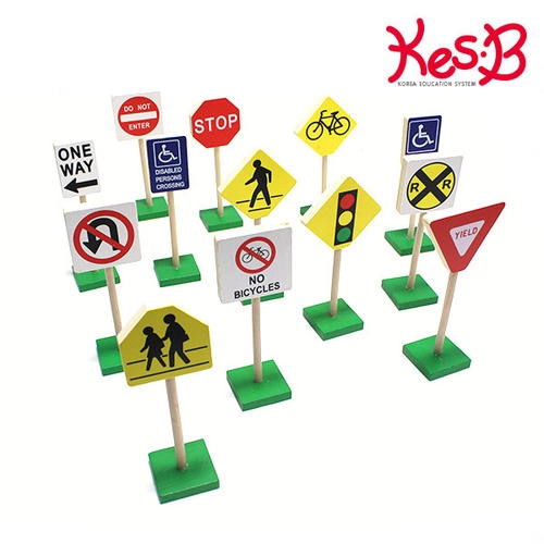 [캐스B] 플레이 미니교통표지판(1852) 13종 / 미니 교통안내 표지판 / 자동차놀이 / 교통법규 안전교육