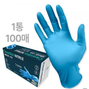 크린스킨 니트릴 장갑 블루  100매 1통/ 다용도 니트릴 일회용 장갑 / 좌우 구분없이 착용 /  파우더 프리 / 손끝 미끌림 방지 / 스마트폰 터치