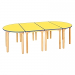 H77-1 안전 노랑 열린책상(원목다리) / 원목책상