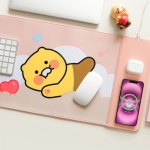 카카오 무선충전 마우스 장패드 헬로 춘식이 핑크 / 듀얼 고속무선충전+마우스장패드 / 논슬립패드 / LED충전표시
