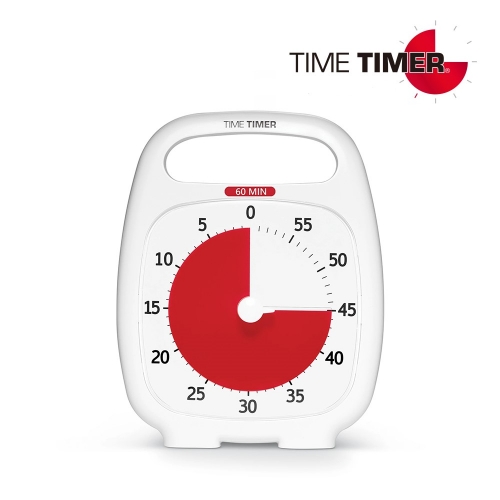 [타이머] 타임타이머 플러스(손잡이-화이트 60min) / 최대 60분의 시계눈금을 돌리면 빨간색 원이 채워져요 / 효율적인 시간관리