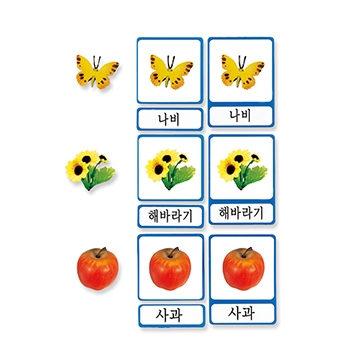 한글실물그림 3단계카드 /  84종 3단계 ㄱ~ㅎ까지 한글그림카드 / PP한글카드