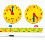 [LER 2983] 시간 경과 계산하기 자석 세트 - 시계모형,24시간 자,시작과 끝 표시,숫자라인 / 시간경과측정자