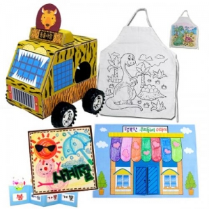 6월 4종만들기꾸러미세트-A형 / 사파리차,앞치마,이야기책,아코디언북