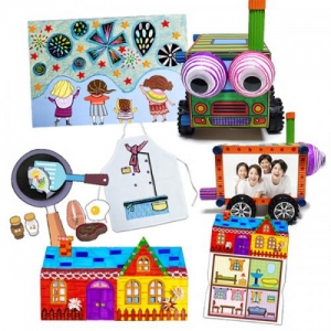 6월 4종만들기꾸러미세트-C형 / 앞치마,자동차 사진액자,책만들기,폭죽놀이만들기